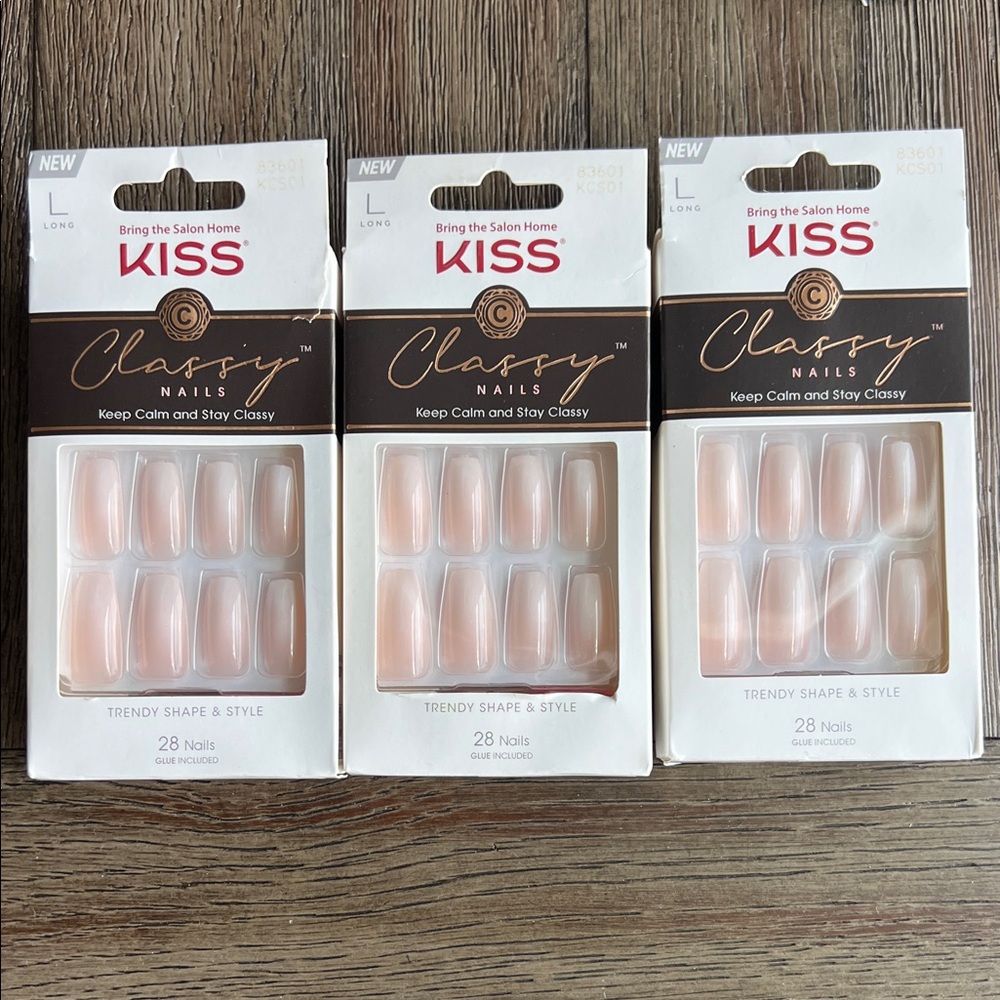 Lot of 3 KISS Classy Nails - Soft Pink Collection